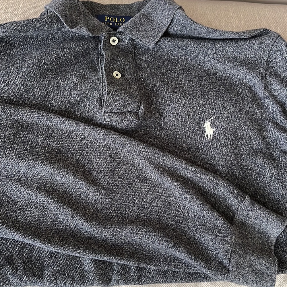 Mens Ralph Lauren long sleeve polo Dark gray size L fits more like med! Perfect